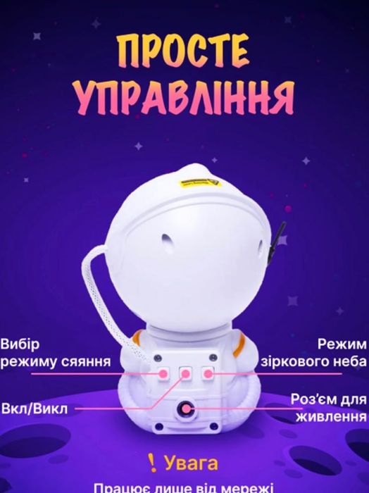 Нічник-проектор космонавт