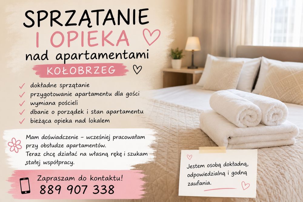 Sprzątanie i opieka nad apartamentami | Kołobrzeg