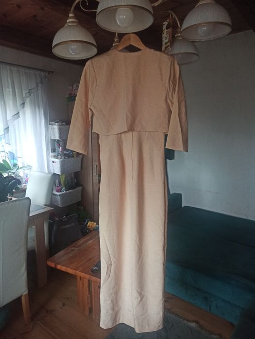 Damski komplet suknia żakiet szal r. M/L