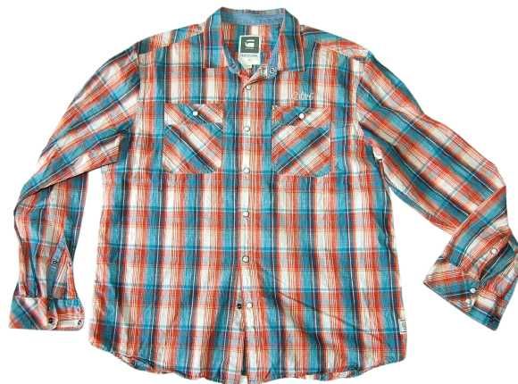G-STAR RAW XXXL koszula męska na zatrzaski w kratę ,bawełna