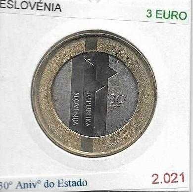 Eslovénia - -  3 Euros - 2021 - - - 300º Aniversário do Estado - Moeda