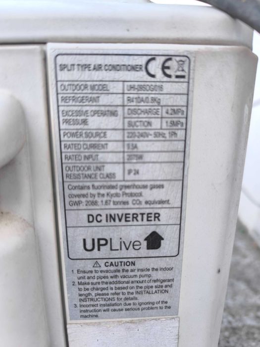 Split UPLive DC Inverter de 9000 BTU (frio) / 10000 BTU (quente)
