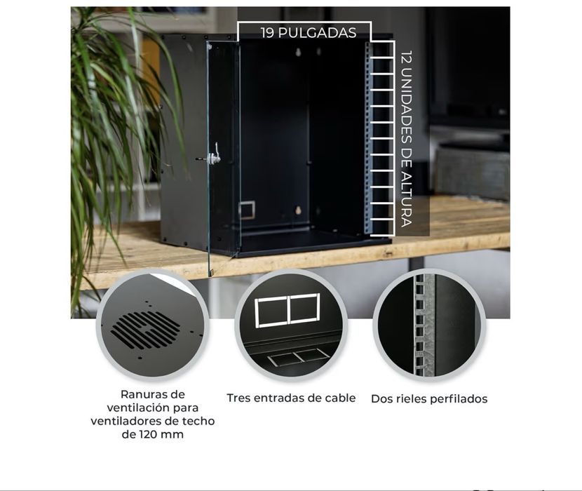 Armário para servidores (19", 12 U, 400 mm de profundidade)