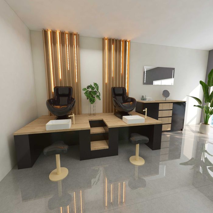 Podwójny Podest do Pedicure Wysoki Sofia ze schodkami