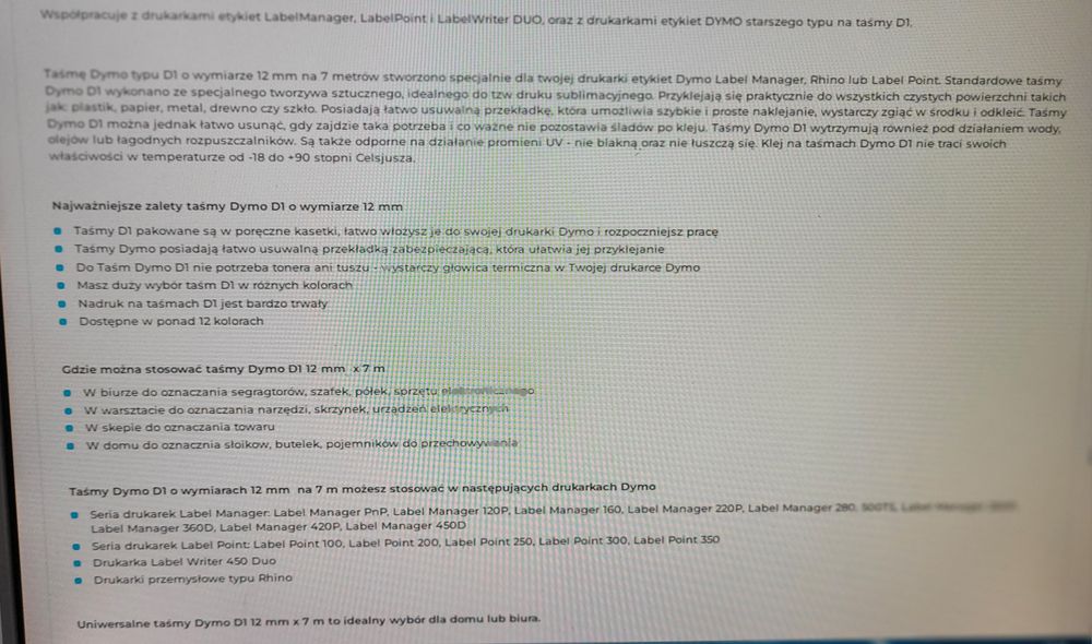 Dymo kasetka z tasma