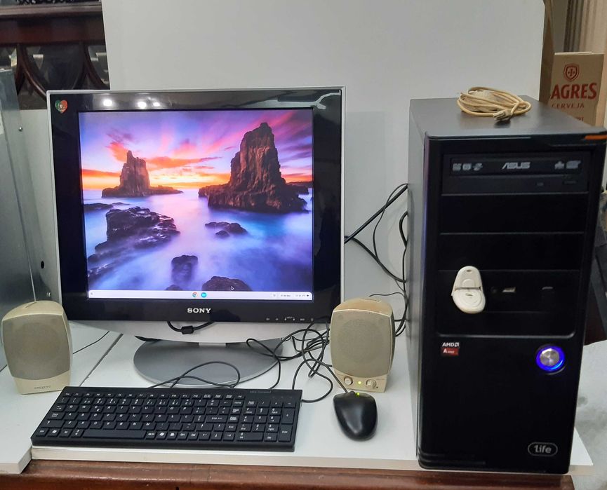 Computador PC Desktop Completo Chrome OS Flex AMD A4-7300 8GB Ram 1 TB