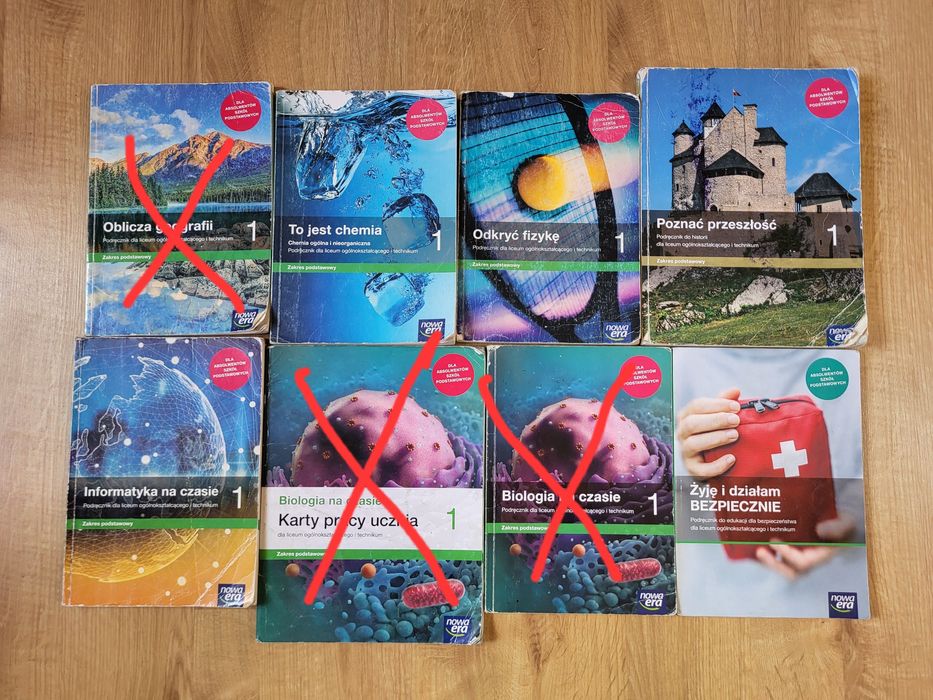 Podręczniki klasa 1 liceum i technikum biologia chemia fizyka
