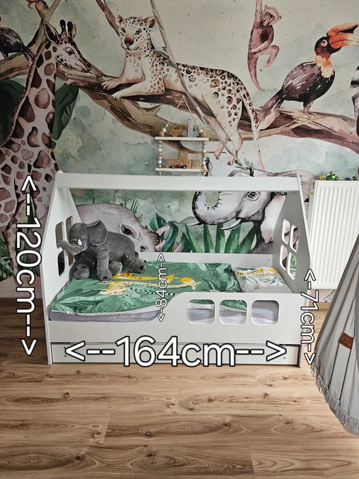 Łóżko dla dziecka 160x80 z szufladą + MATERAC GRATIS | Białe łóżeczko