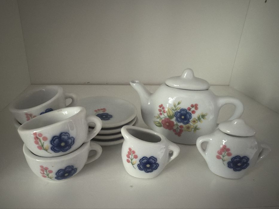 Ceramiczny zestaw do parzenia herbaty bialy dla dzieci