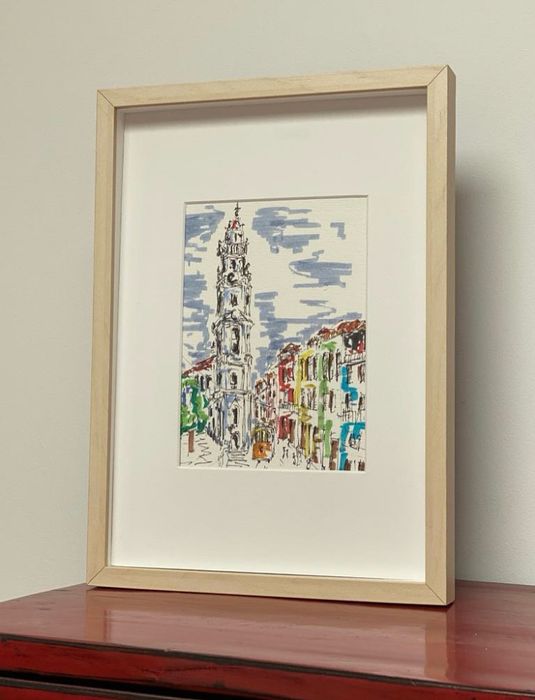 Quadro pintado e desenhado à mão Torre dos Clérigos - Porto