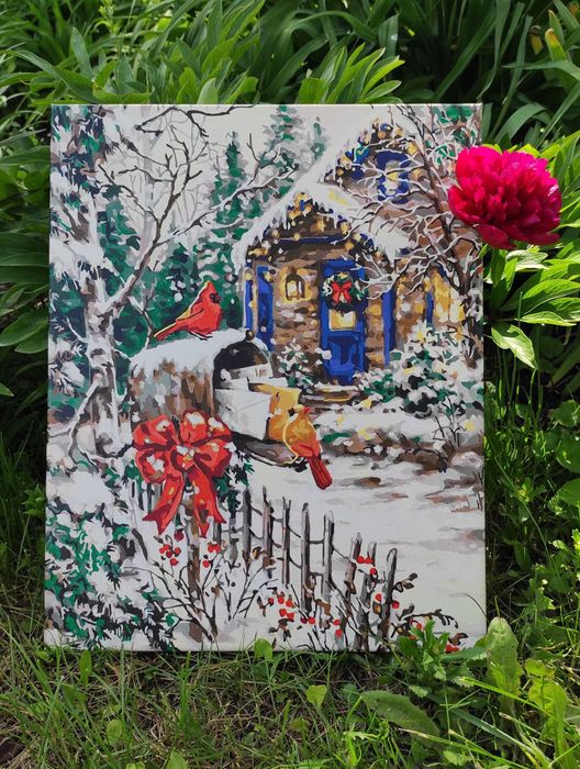 Нарисованная картина по номерам, покрыта лаком