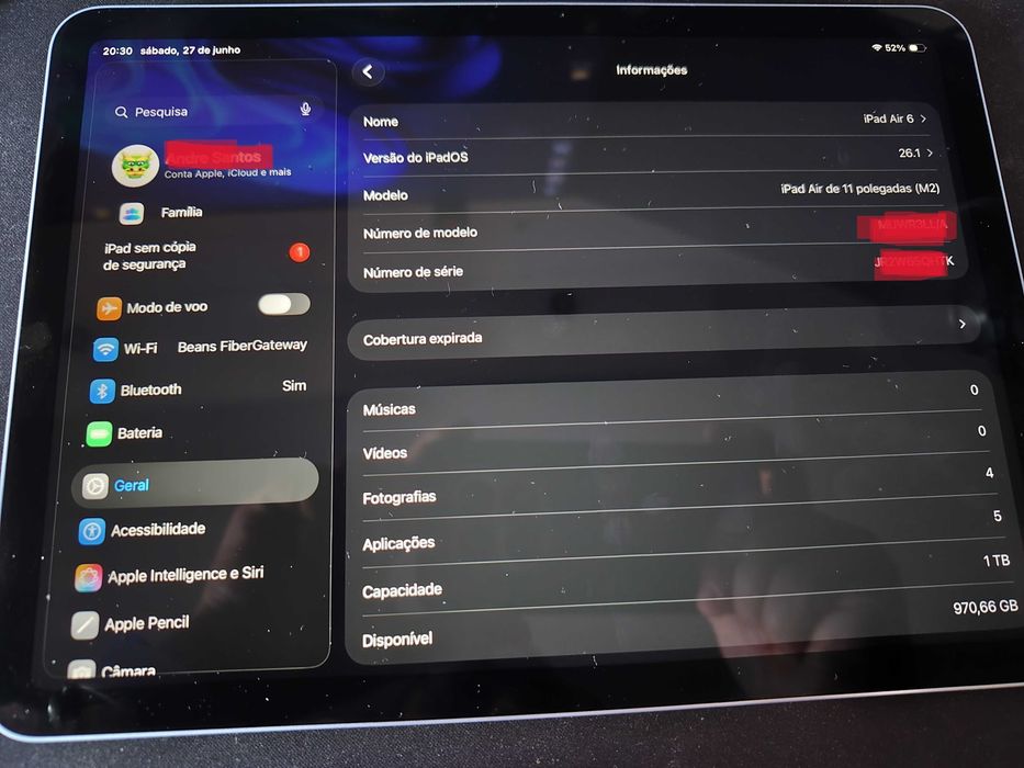 Apple Ipad Air 6 M2 1TB Vendo ou Troco