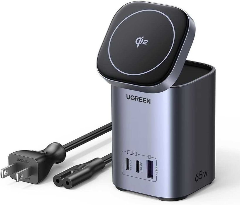 UGREEN Nexode - зарядна станція GaN потужністю 65 Вт, 3 порти з  Qi2