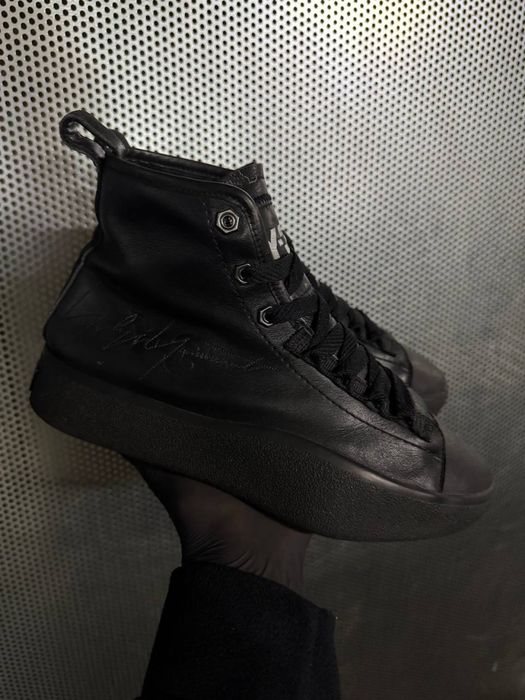 Y-3 Yohji Yamamoto Leather High-Top Stealth Sneakers