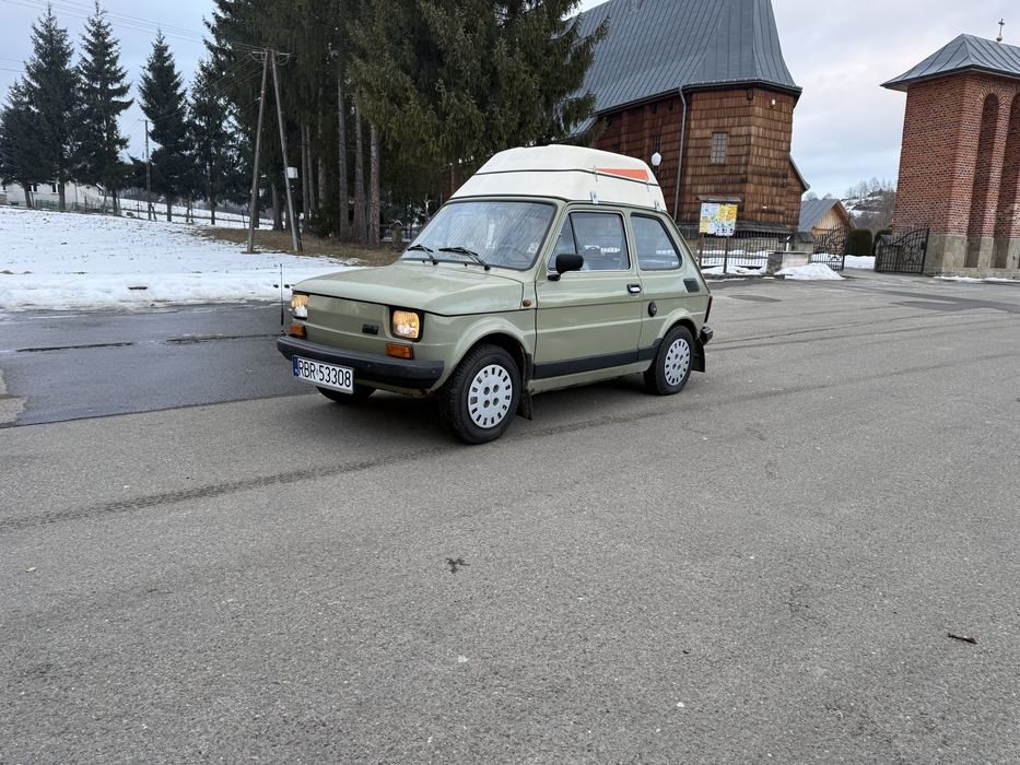 Fiat 126p 650E – oryginał, kapliczka, bagażnik dachowy, dodatki