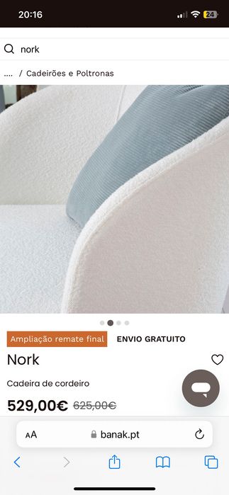 Cadeirão de cordeiro/bouclé Banak