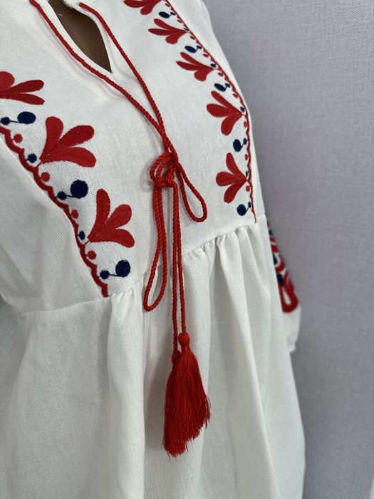 Вишиванка-плаття міді, вишита сукня, вишиванка біла