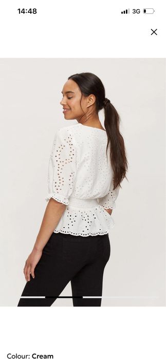 Білосніжна блуза з прошви (100% бавовна) Dorothy Perkins, розмір UK 14 (L/XL)