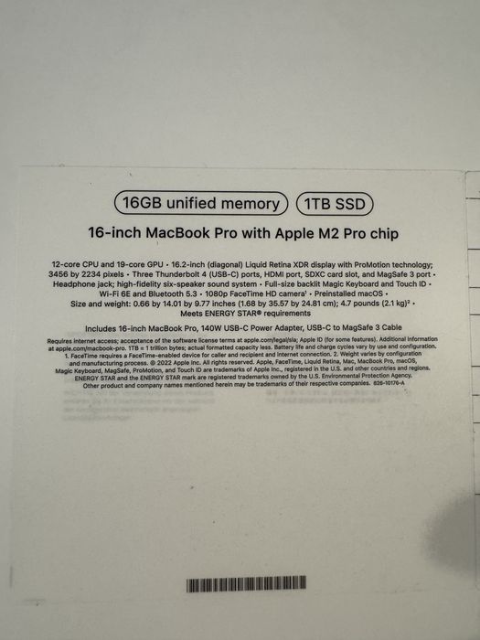 MacBook Pro 16” M2 Pro – 16 GB RAM, 1 TB SSD – Jak Nowy