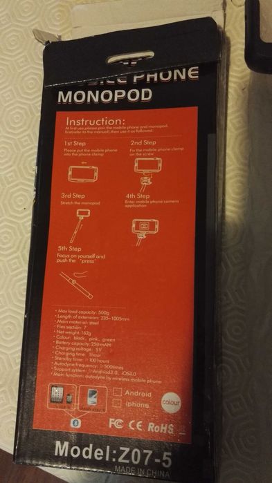Monopod ou pau-selfie para telemóvel