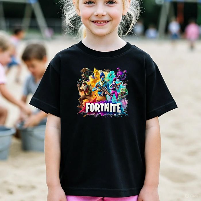 Koszulka dziecięca czarna Fortnite Skin postać Gry prezent święta 128