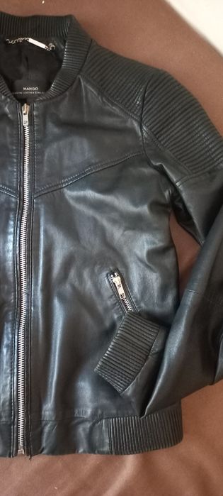 Шкіряна куртка бомбер mango