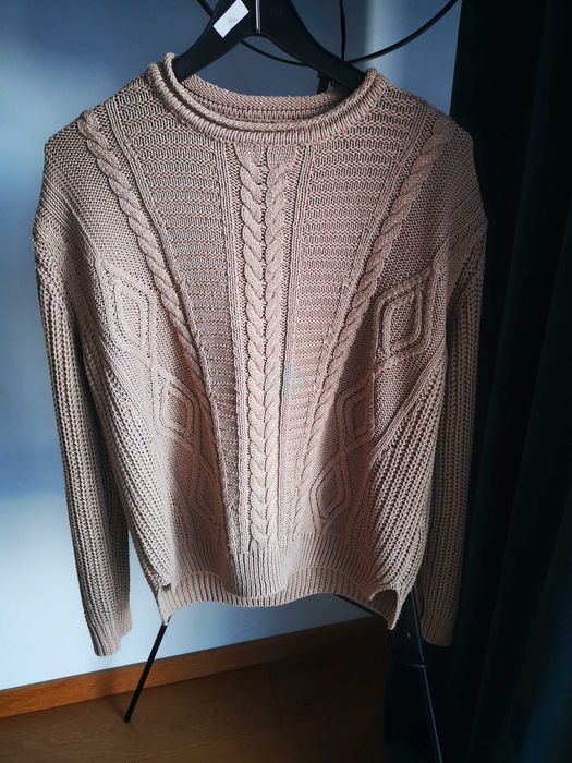 Pull&Bear brązowy pleciony sweter r. 38/M