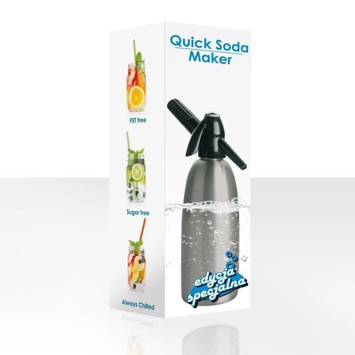 Saturator syfon do wody gazowanej szary 1L + 10 naboi + 5 kostek lodu