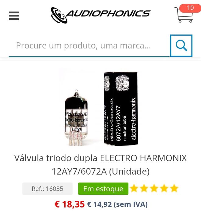 Par de válvulas 12AY7/ 6072A Electro-harmonix