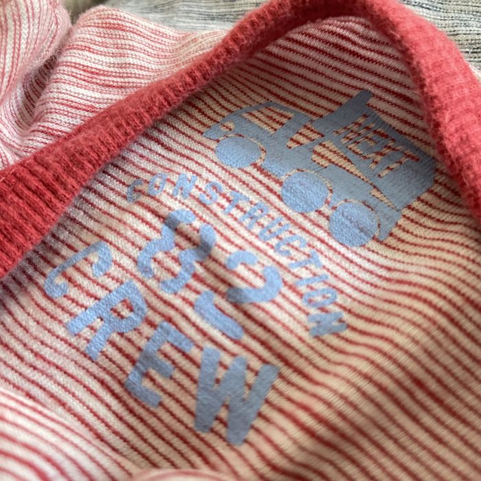 Next Bluzka krótki rękaw koszulka paski czerwony 100% bawełna 3 - 6 M