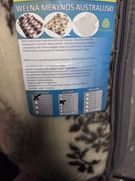 Kołdra wełniana z merynosa 160x200