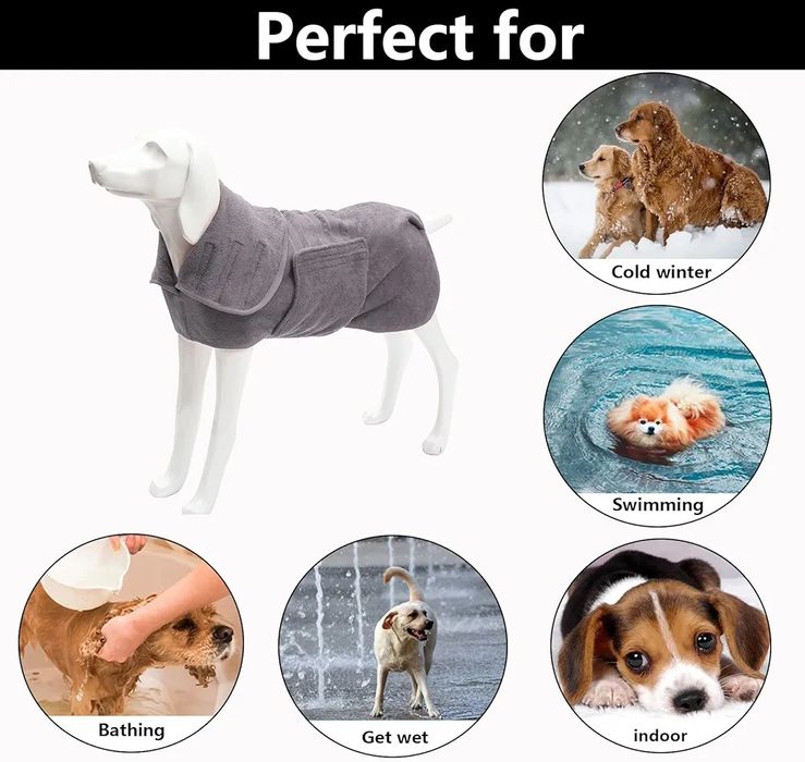 Халат для собак pooch couture pet robe gray M