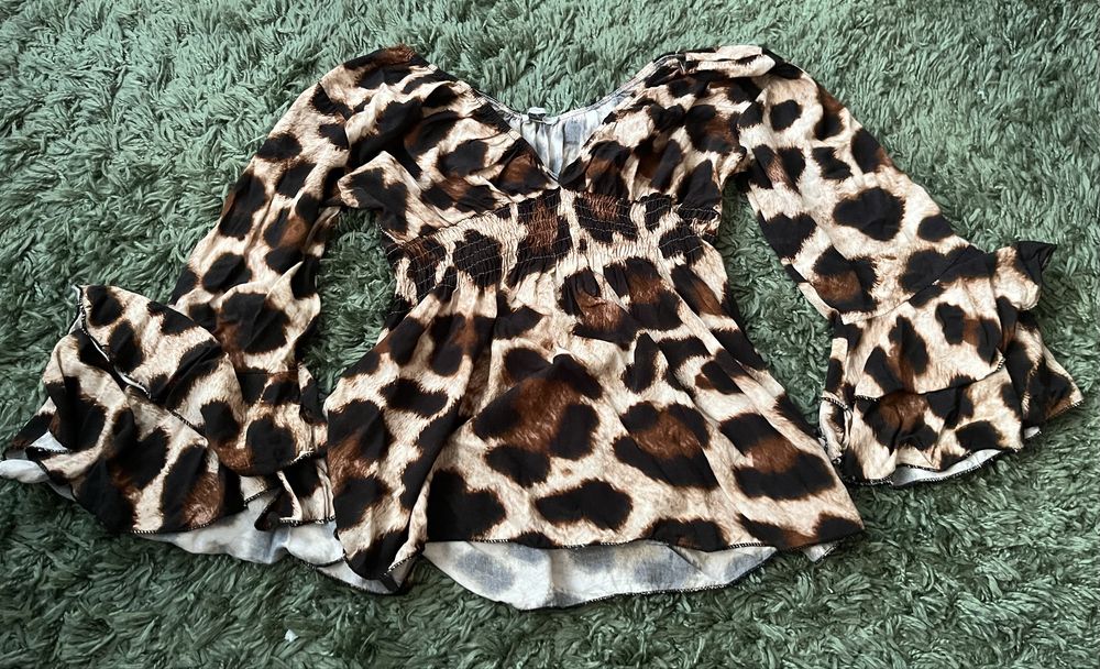 Бохо  вінтажна леопардова блуза  McBling Y2K Zara style