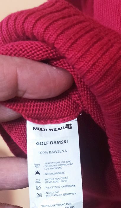Bawełniany sweter/golf kolor malinowy