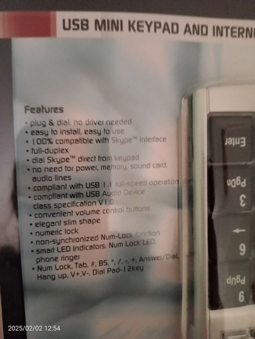 Acessorio com USB teclado numerico