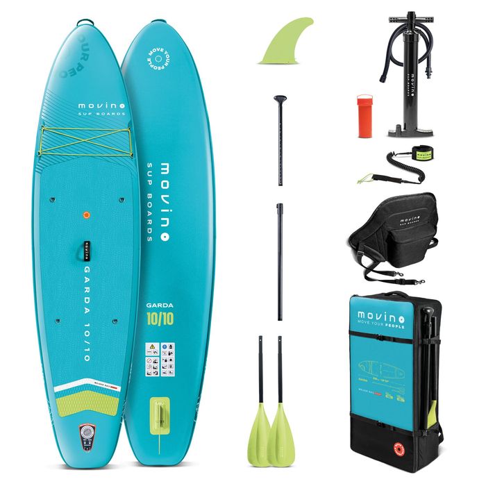 Zestaw SUP Movino Garda 330 cm z siedziskiem kajakowym Turkus/Limonka 2 LATA GWARANCJI