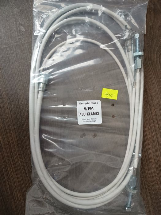 Nowy kpl linek wfm m06 gaz hamulec sprzęgło licznik białe alu klamki