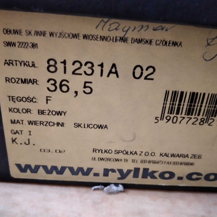 Sprzedam NOWE buty damskie ze skóry Ryłko czółenka