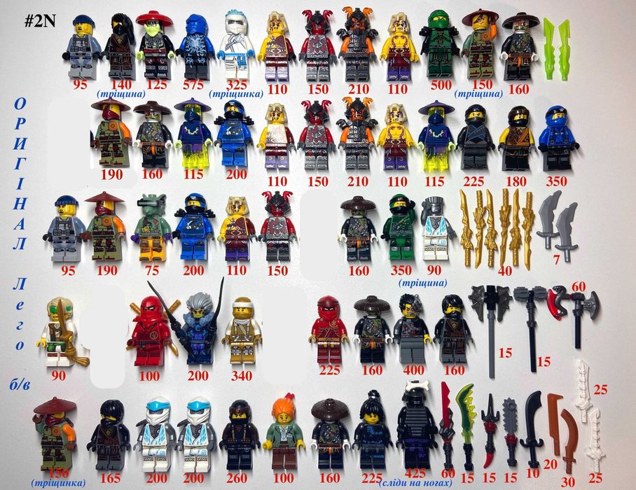 Лего Ниндзяго фігурки деталі торси ноги шоломи зброя Lego Ninjago