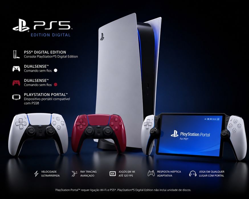 Ps5 Edition digital +2 comandos+ playstation portal( com mala de protecção)+ cadeira Alpha Gamer Nebula