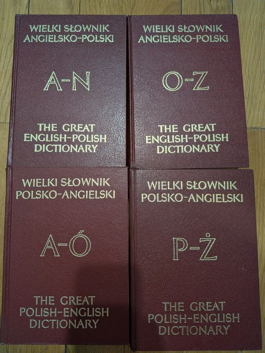 Komplet czterech tomów słownika polsko-angielskiego- polskiego