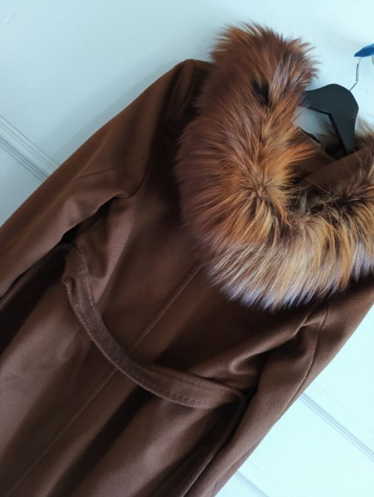 Płaszcz czekoladowy okazja wełniany Max Mara roz 40