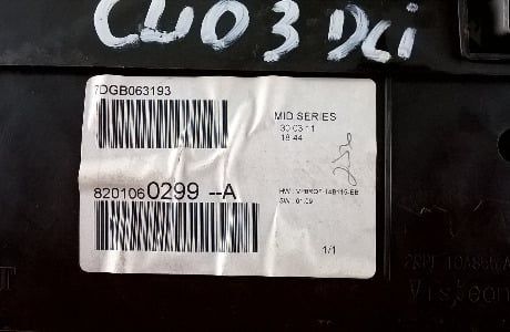 Quadrante / Painel de Instrumentos 8201060299A - RENAULT CLIO III