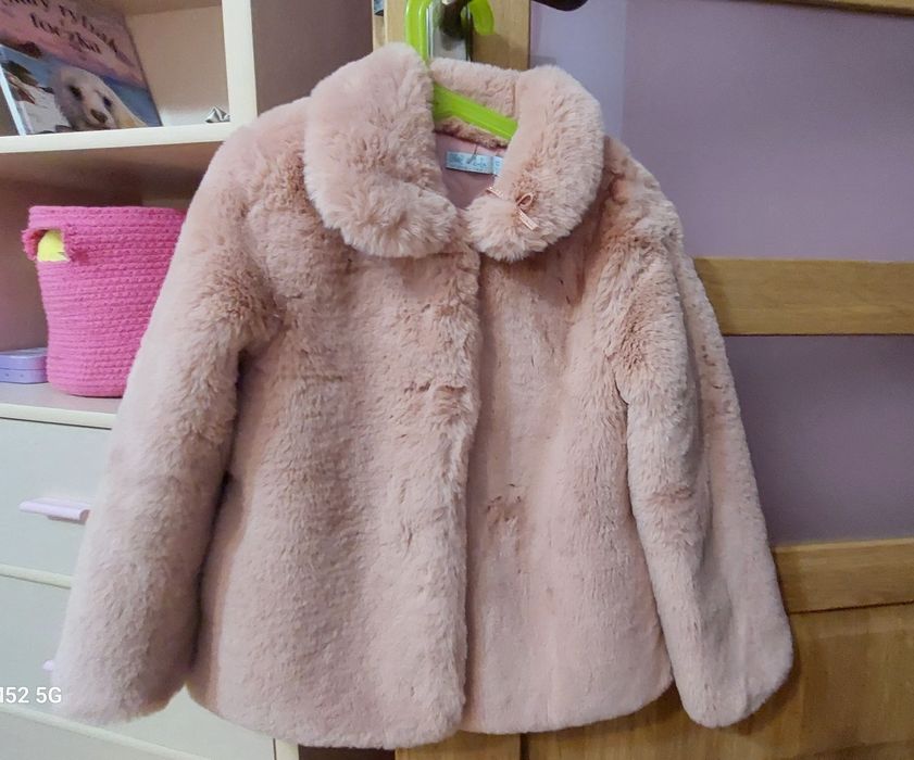 Różowe dziewczęce futerko Abel & Lula rozmiar 140