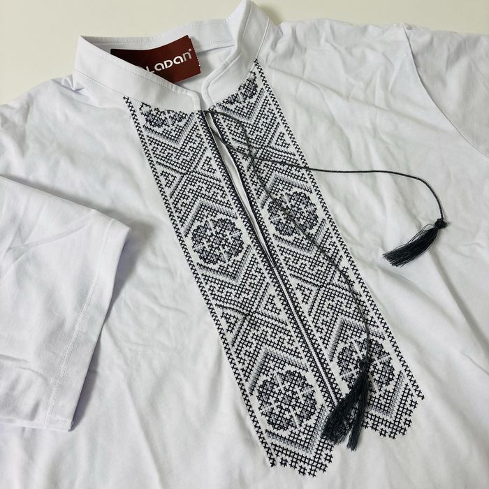Чоловіча біла футболка/теніска вишиванка ladan 54р. 3xl маломір XL-2XL