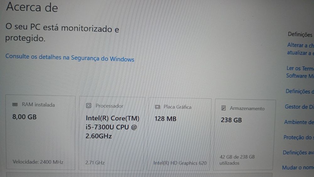 portatil Dell 7480 i5-7300U CPU