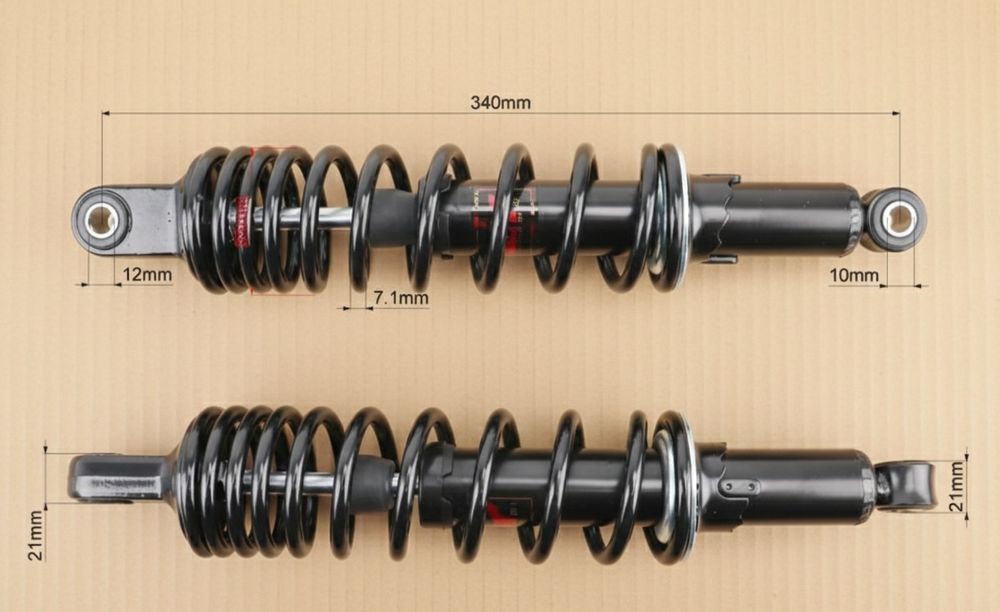 Амортизатори задні мопеда/мотоцикла, мягкі (пара) 340мм "NAIDITE"