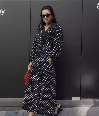 Елегантна сукня в горошек Zara з віскози розмір L