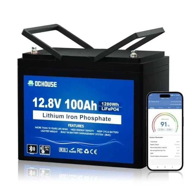 ИБП для инвертор аккумулятор LiFePO4 100Ah 12v DC House BMS Bluetooth