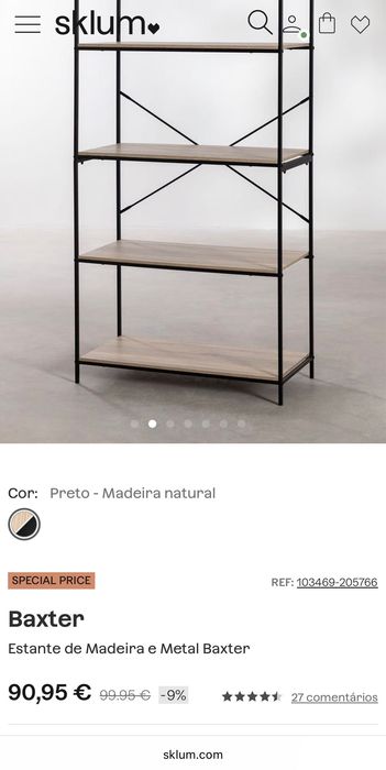 Estante de Madeira e Metal Baxter - Sklum